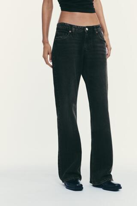 ZARA ДЖИНСЫ TRF WIDE-LEG С НИЗКОЙ ПОСАДКОЙ, ЧЕРНЫЙ