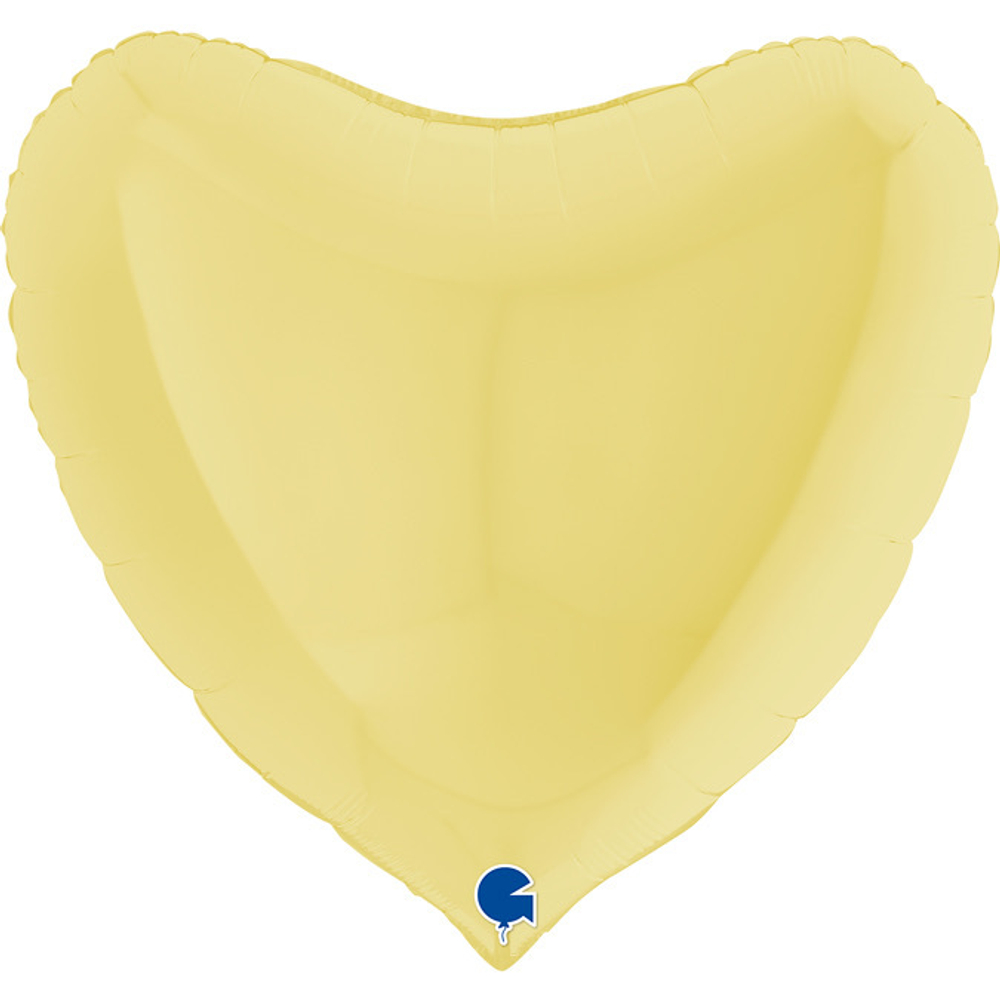 Сердце желтое сатин макарунс 46 см
