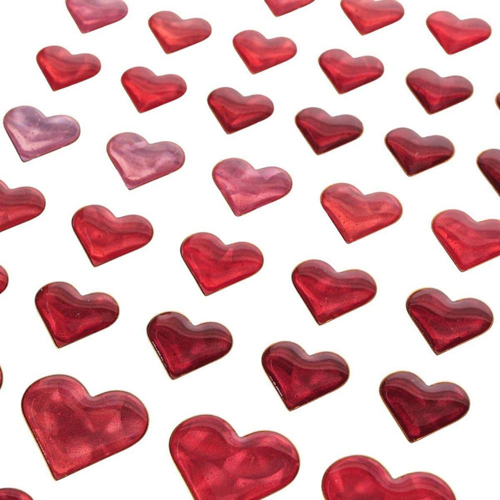 Наклейки Сердечки с голографическим эффектом 20*11см, красные