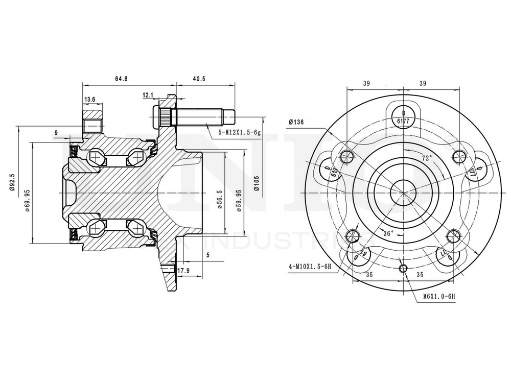Ступица задняя (с ABS) UNIO HUB-20022