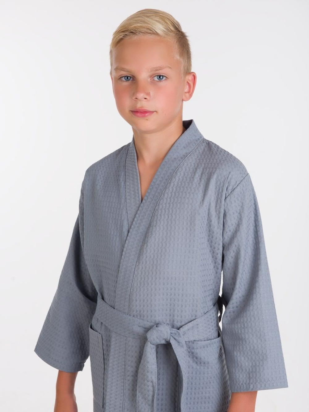 Халат вафельный детский 30 серый