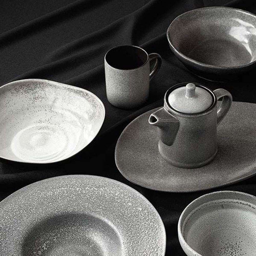 Тарелка глубокая «Млечный путь»;фарфор;1л;D=215,H=70мм;черный,серый (Цвет: черный)