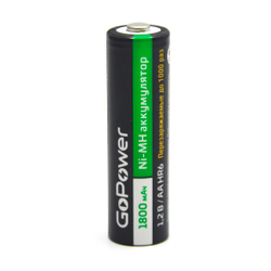 Аккумулятор бытовой AA/HR6 Ni-MH, 1800мАч, 2шт, GoPower