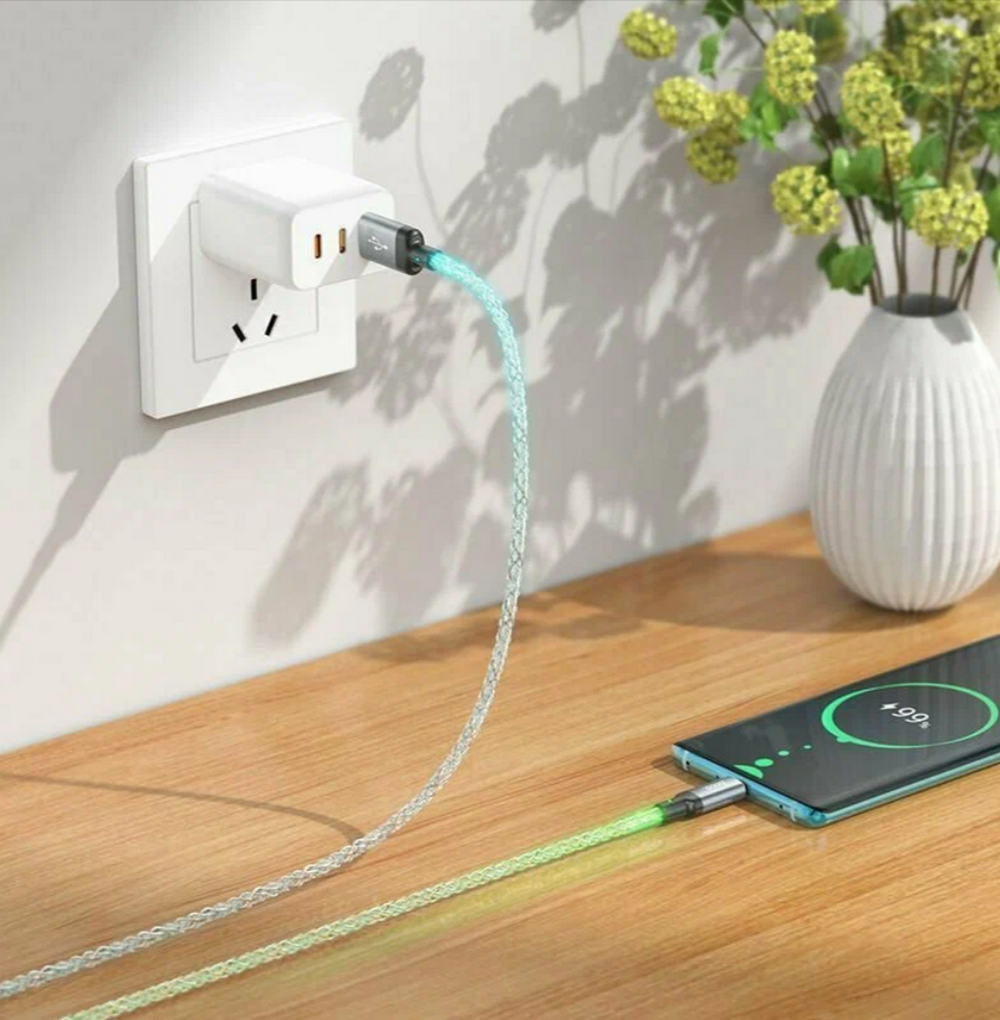 Кабель USB x TypeC -1м. Hoco. U112 (3A) светящийся