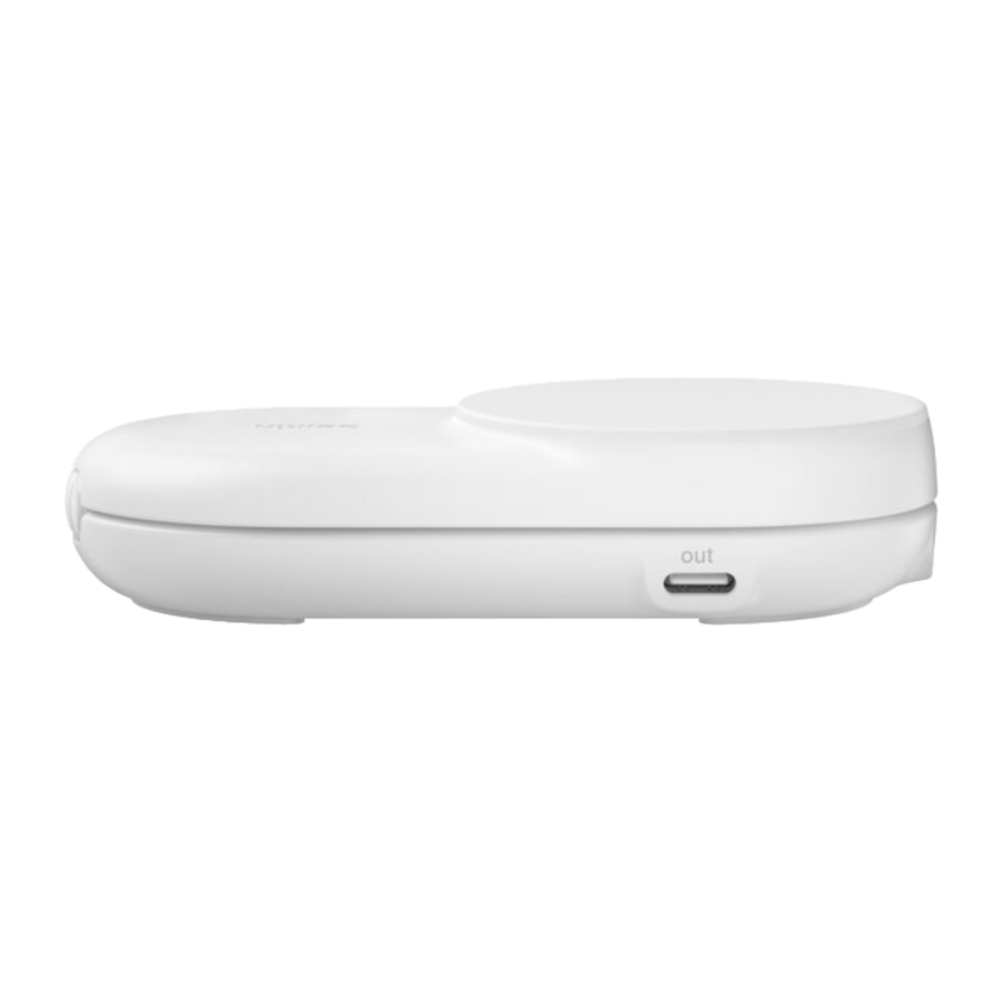 Зарядная станция MagSafe Belkin UltraCharge Round для iPhone и AirPods (Qi2.2) (WIZ039, EU) Беспроводная зарядка: Qi 25 Вт, Qi 5 Вт. Проводная зарядка: USB-C (5 Вт). Сертификация Qi2. Есть LED-индикация