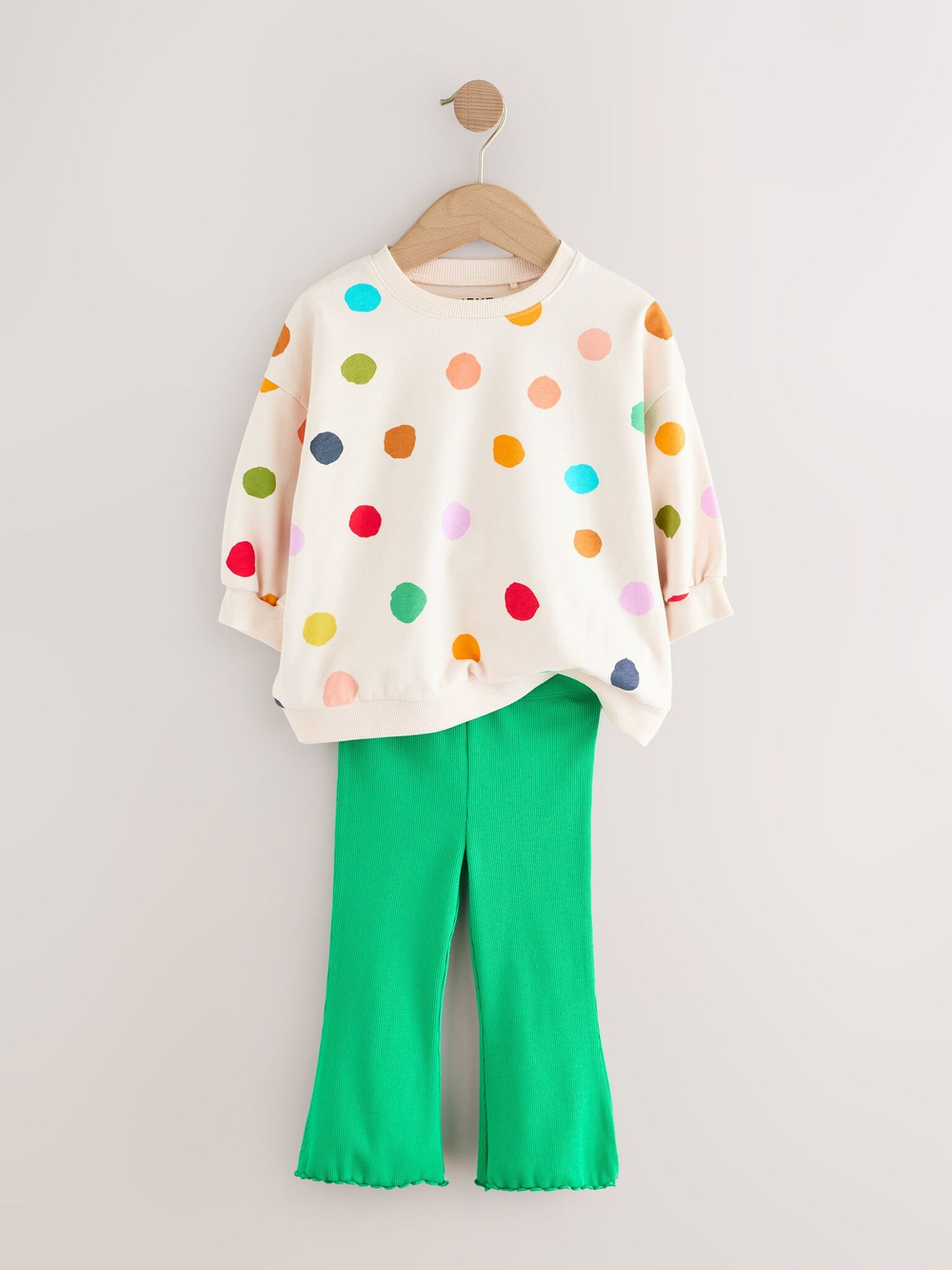 Толстовка и легинсы в комплекте для девочки Next E65-384, 2 шт., Зеленый, Молочный, Серый