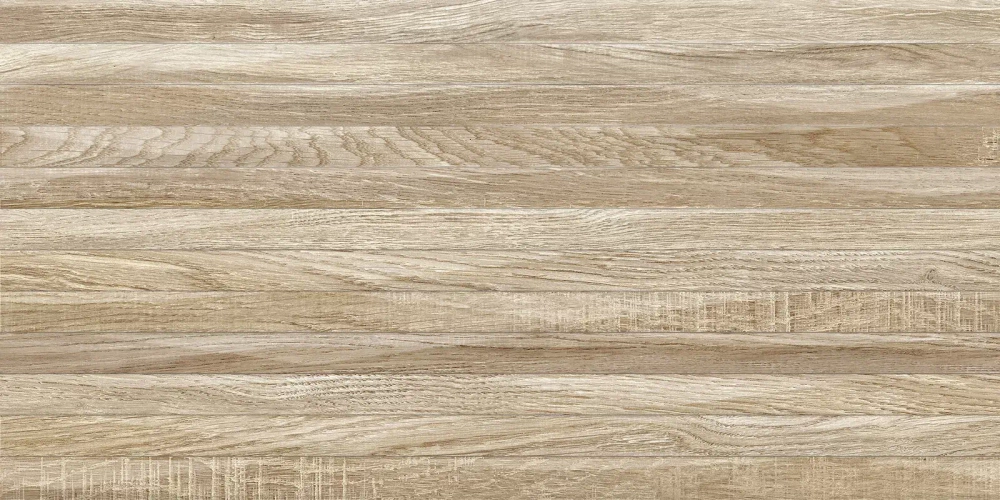 Настенная плитка Alma Ceramica TWU2550EPH44 Euphoria 24.9x50 бежевая глянцевая / рельефная под дерево / полосы