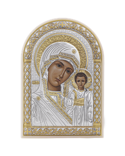 Казанская БМ, икона арочная, пластика белый 80х115