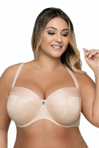 Бюстгальтер-балконет с гладкими чашками без отделки (Размер: 75E) (Цвет: телесный)