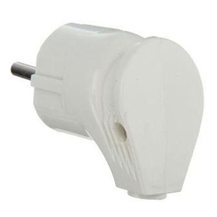 Вилка "UNIVersal" угловая с/з белая 16А 250В (еврослот) (E1837-1)