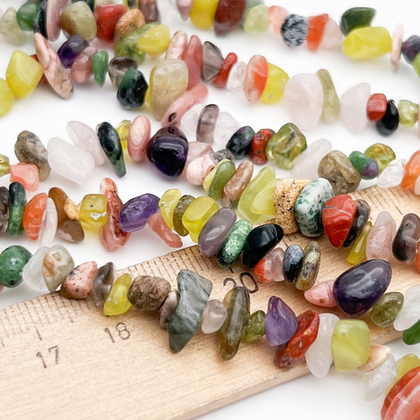 Натуральные камни микс бусины, крошка 4-8 мм, цена за нить 38 см