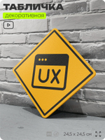 Табличка декоративная "UX-дизайн" на дверь и стену, для дизайнера, информационная, декоративный знак, 24,5х24,5 см, пластиковая, Айдентика Технолоджи