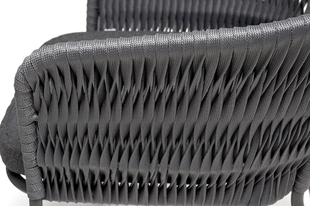 "Диего" обеденная группа на 4 персоны со стульями "Бордо" плетения колос, столешница "серый гранит"