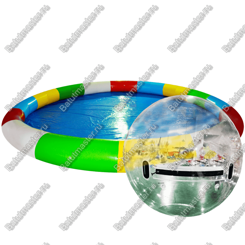 Бизнес-набор: Бассейн 7*7 м (1 шт), Водный шар ТПУ (4 шт), насос (1 шт)