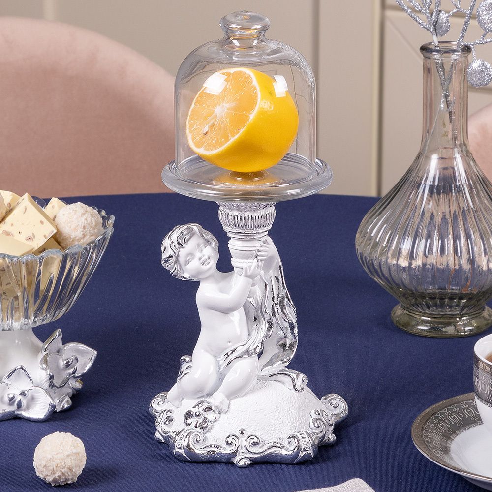 Лимонница Эдем Белая с чашей из стекла