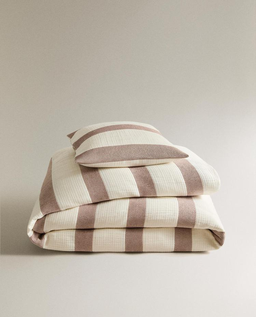 ZARA HOME ДЕТСКОЕ ПОКРЫВАЛО В ПОЛОСКУ, ЦВЕТ КОРИЦЫ