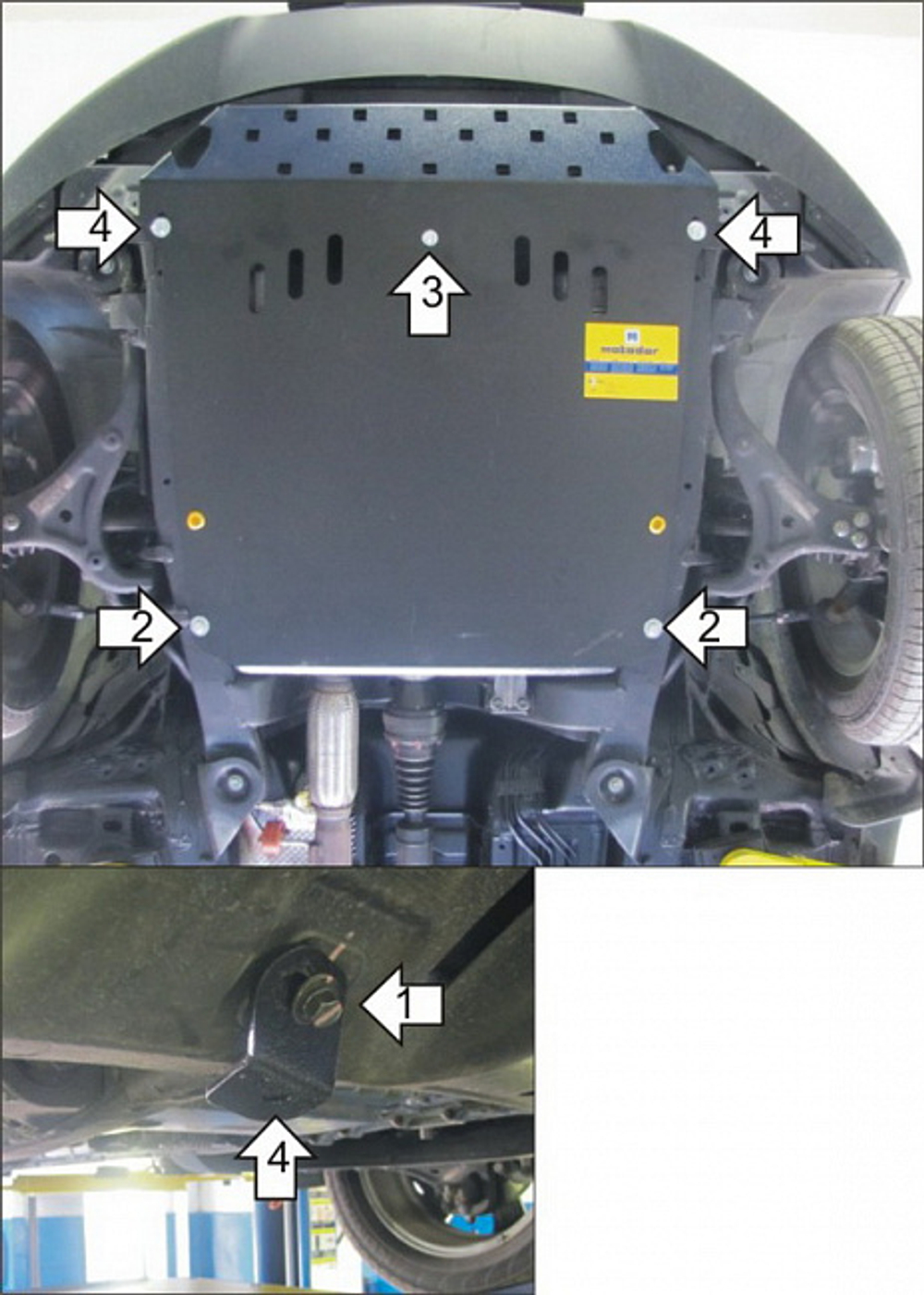 Усиленная защита Motodor картера двигателя, кпп. 2 мм, сталь. для Ssangyong Actyon New 2010-2013,Ssangyong Actyon New 2013-2015 арт.02809