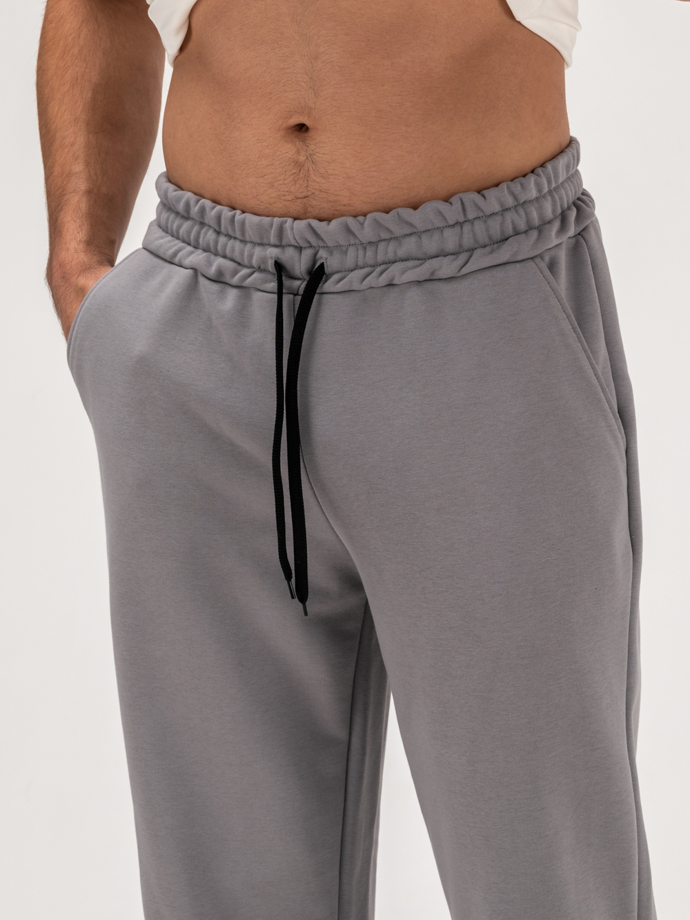 Брюки спортивные прямые теплые. Грей