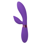 Фиолетовый вибратор 20,5см с клиторальным отростком Indeep Leyla Purple