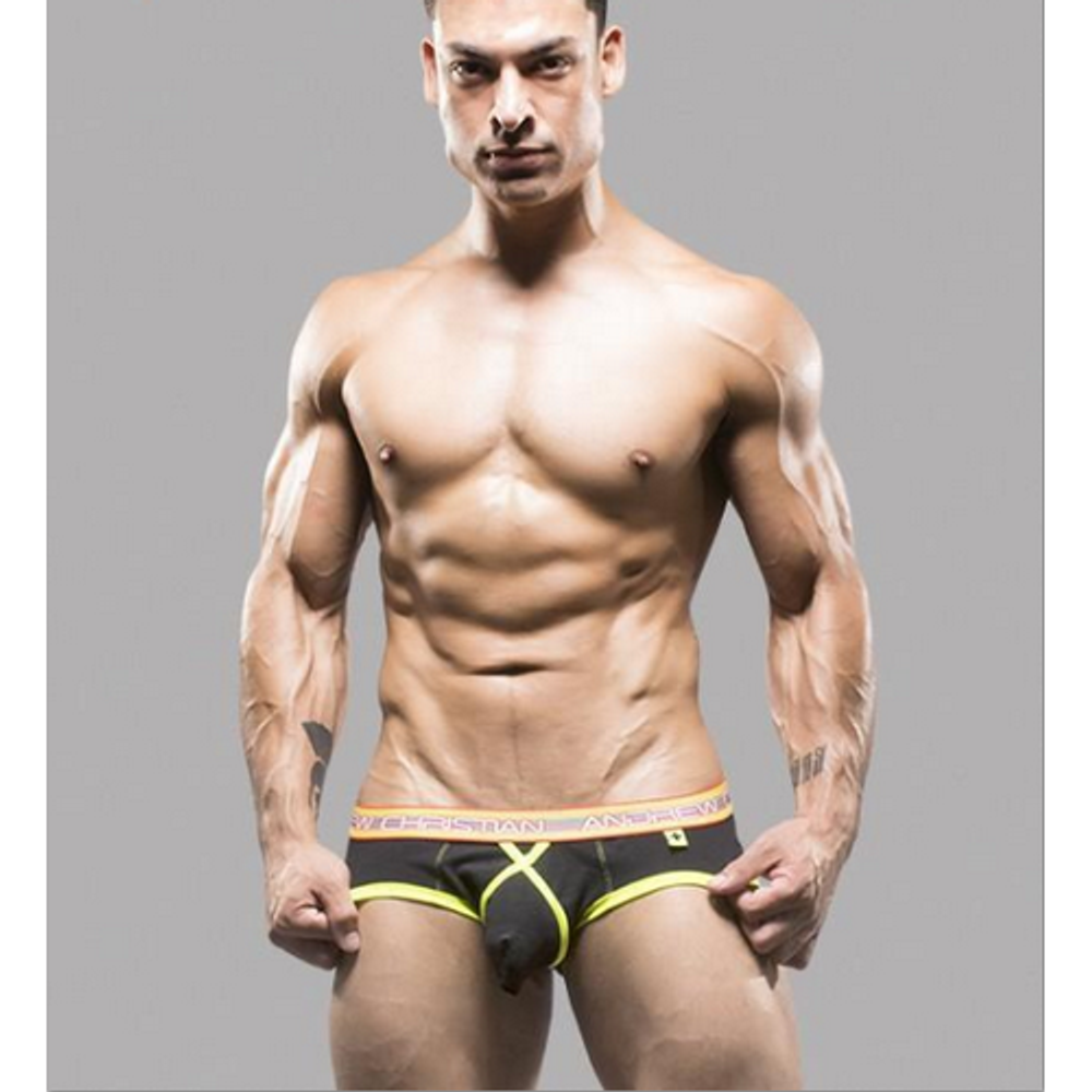 Мужские трусы брифы черные Andrew Christian Glow Elastic Push Briefs BLACK