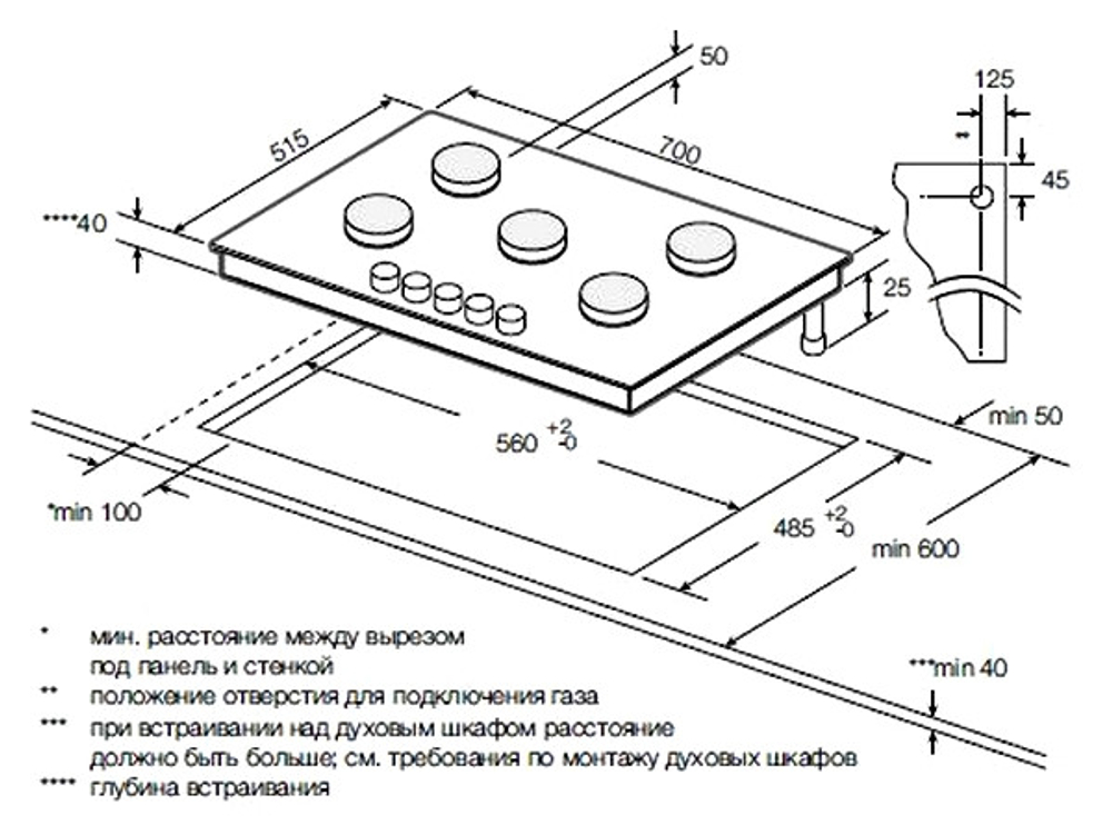Варочная панель GRAUDE GS 70.1 W газовая