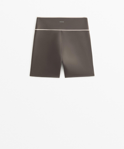 OYSHO Шорты Perfect-adapt с V-образным вырезом и талией 10 см, серо-коричневый