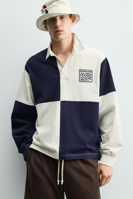 ZARA ПОЛО COLOR BLOCK USA 94 FIFA WORLD CUP™ FIFA CLASSICS, МОРСКОЙ СИНИЙ