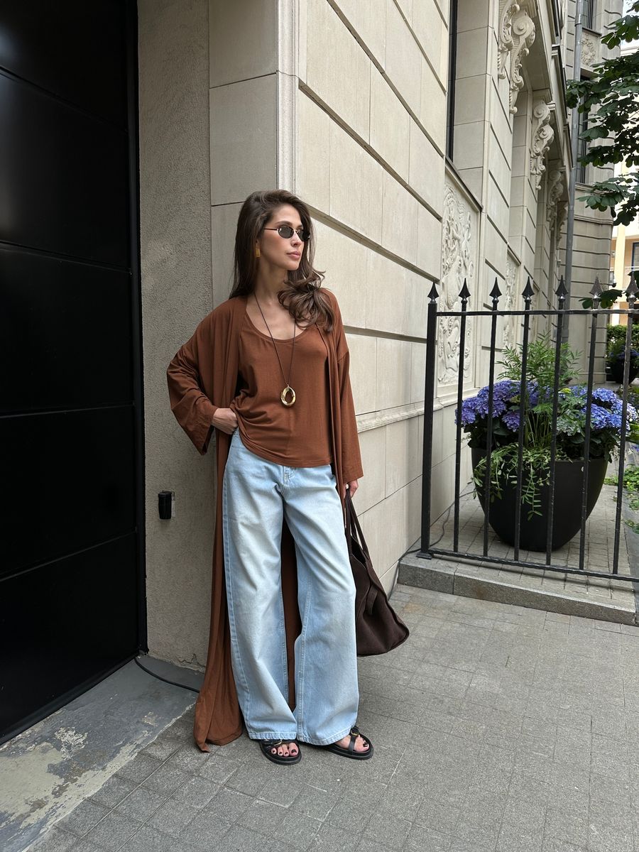 Майка из трикотажа рыже-коричневая