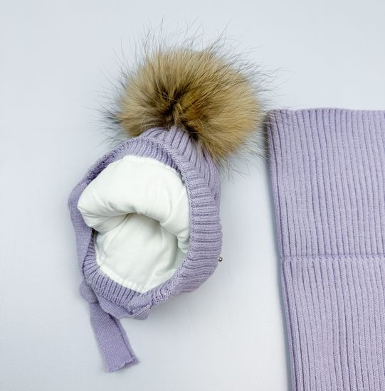 Шапка зимняя со снудом, Лиловая