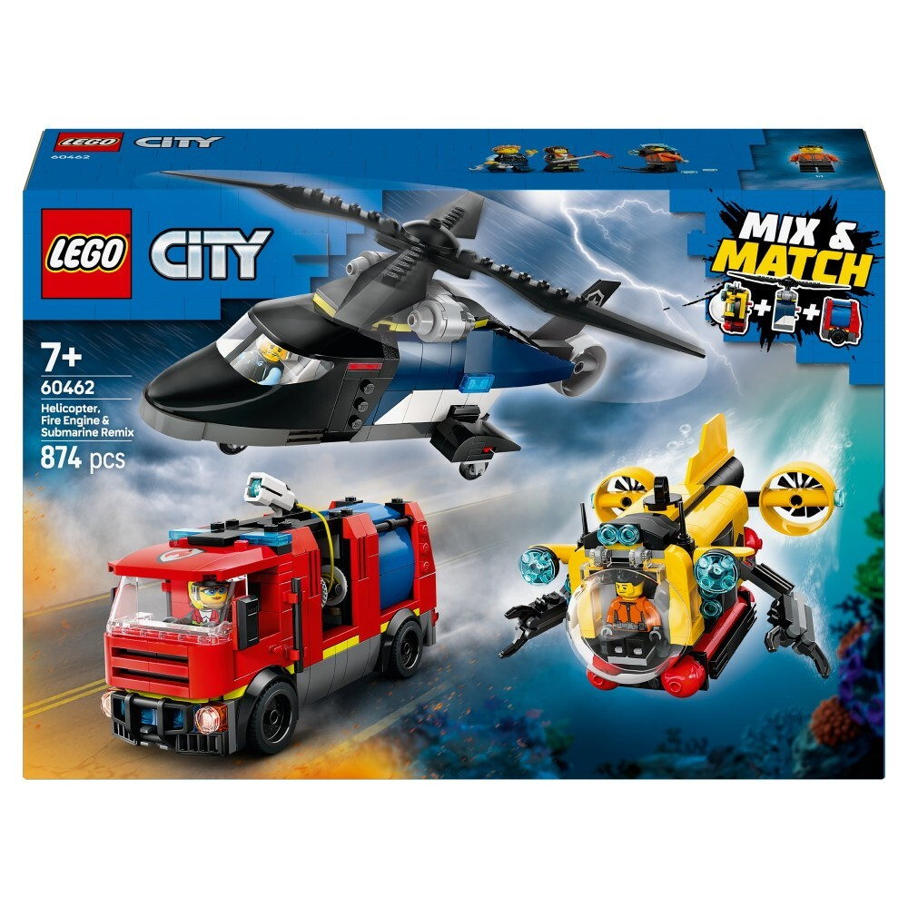 LEGO City/ Набор с вертолетом, пожарной машиной и подводной лодкой/ 60462