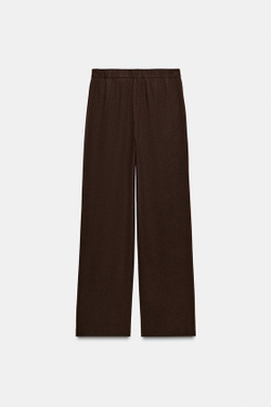 ZARA БРЮКИ ПРЯМОГО КРОЯ СО СРЕДНЕЙ ПОСАДКОЙ, КОРИЧНЕВЫЙ