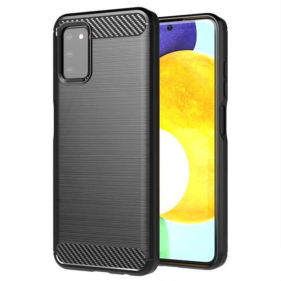 Мягкий черный чехол для Samsung Galaxy A03S, серия Carbon (стиль карбон) от Caseport