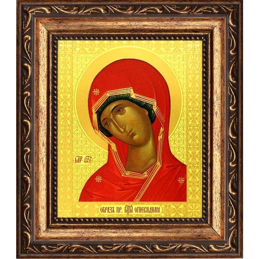 Огневидная икона Божьей Матери на холсте.