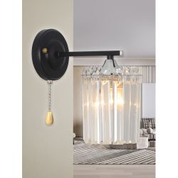 Бра светильник Rivoli June 1062-401 настенный 1хЕ27 60 Вт хрусталь с выключателем | Хрусталь