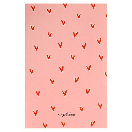 Блокнот 120*185мм 32л скоба "Сердечки на розовом" кл., мат.лам.