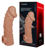 Насадка на фаллос с отверстием для мошонки Cock Sleeve 002 Size L - 17,6 см. (Цвет: телесный)