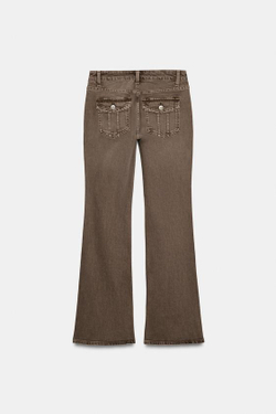 ZARA ДЖИНСЫ TRF BOOTCUT С НИЗКОЙ ПОСАДКОЙ, КОРИЧНЕВЫЙ