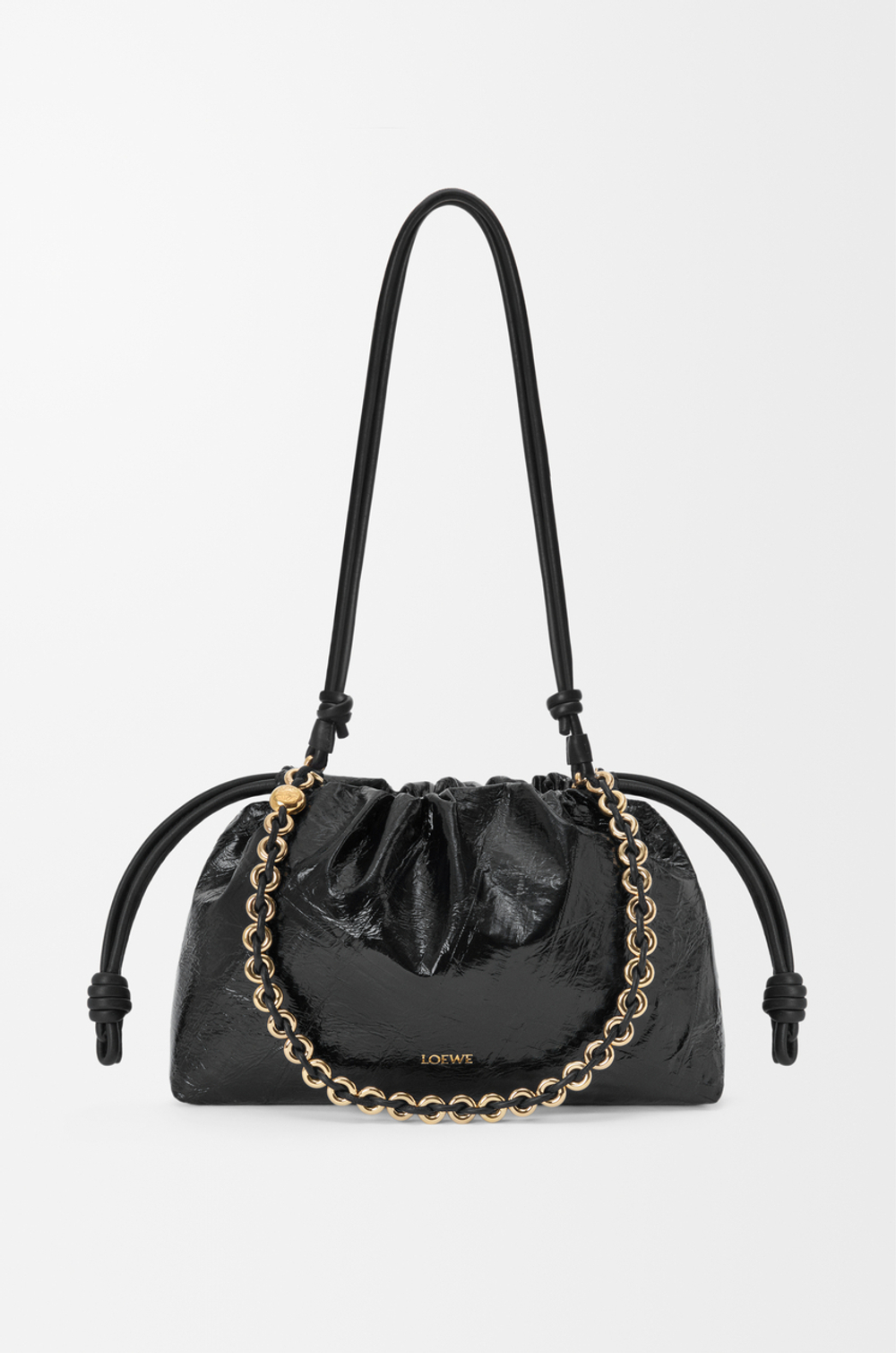 Loewe Средняя сумка Flamenco с имитацией рыбы-миксины, черный