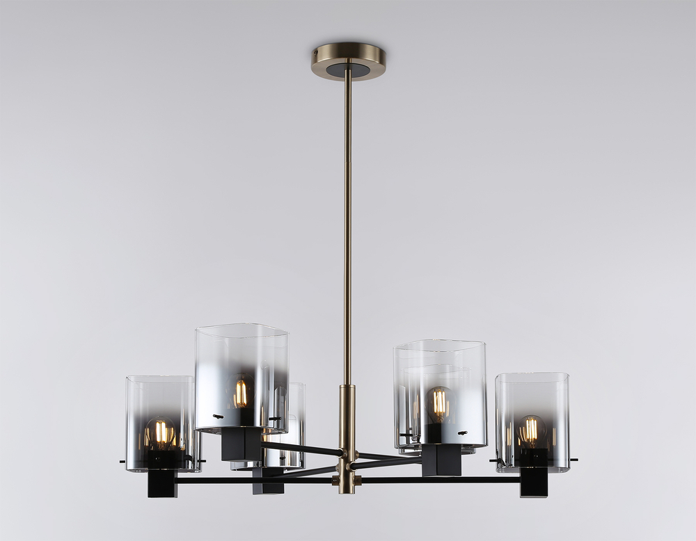 Светильник подвесной LH57041/6 BK/DBS/SM черный/темная латунь/дымчатый E14/6 max 40W D690*690