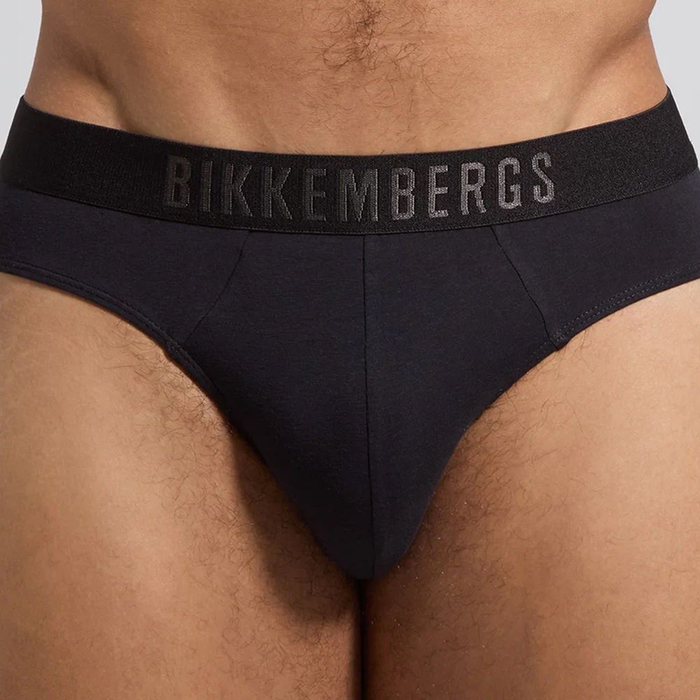 Набор мужских трусов брифов 3в1 (черные, коричневые, белые) Bikkembergs BKK61USP02TR