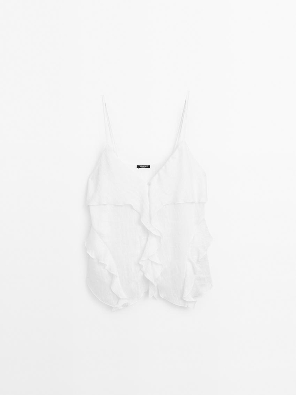 Massimo Dutti Топ на бретелях с воланом, белый