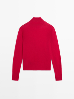 Massimo Dutti Вязаный свитер-водолазка из 100% шерсти - STUDIO, ярко-красный