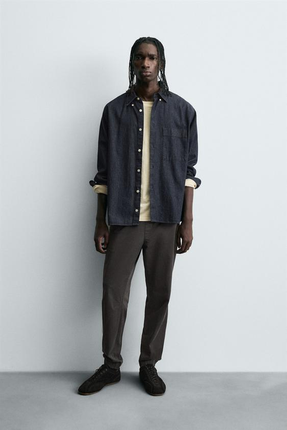 ZARA ЗАУЖЕННЫЕ БРЮКИ-ДЖОГГЕРЫ, ТЕМНО-СЕРЫЙ