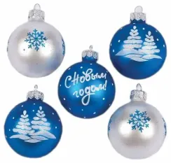 С218/2 Набор стеклянных шаров Праздник 5 шт., 60 мм.,синий, Ёлочка