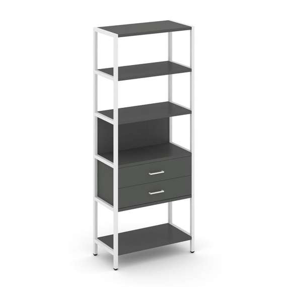 Shelf System Односекционный стеллаж пятиярусный с ящиками SN.STM-512 Антрацит/Металл Белый 810*400*1