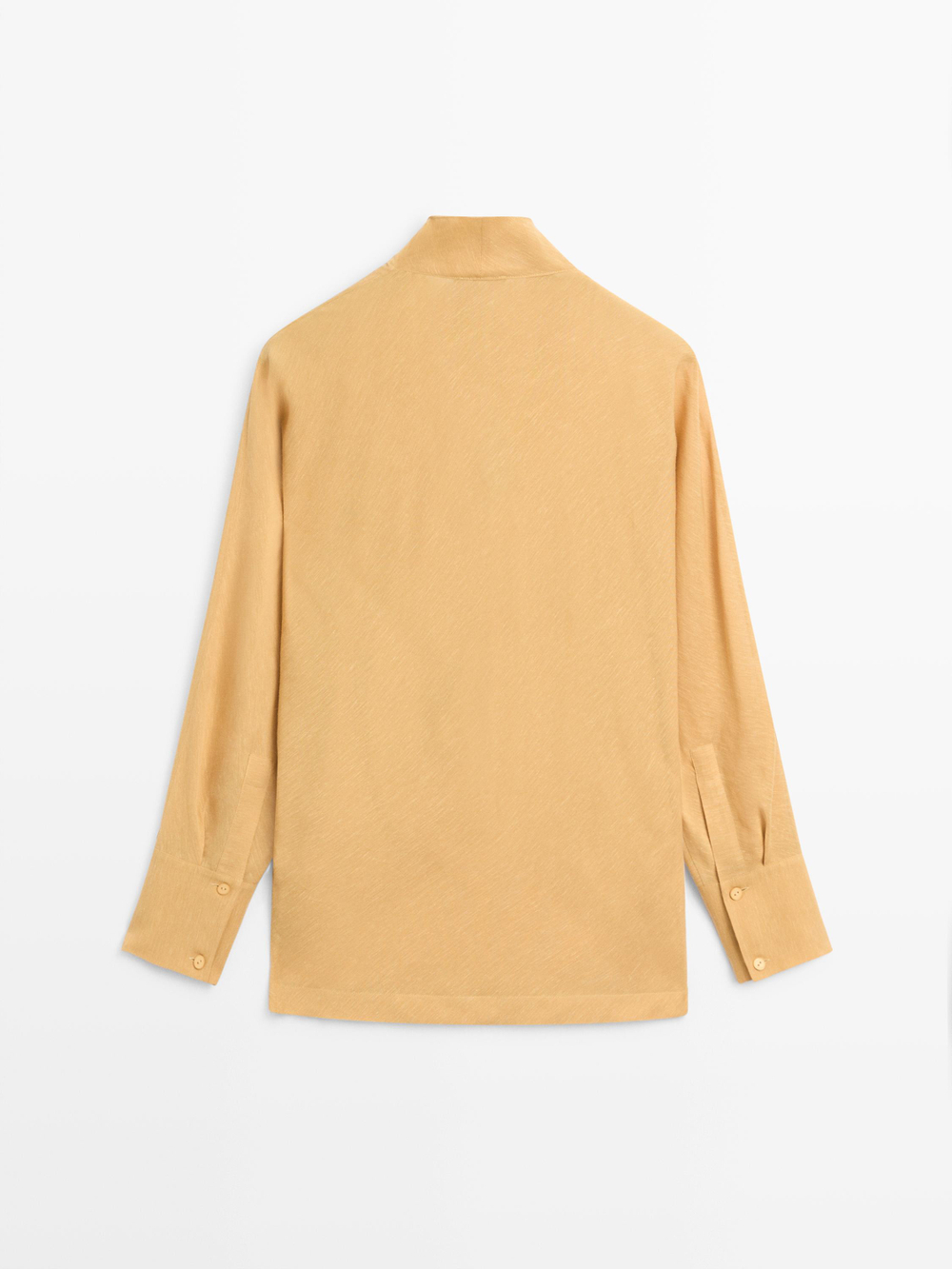 Massimo Dutti Блуза из струящейся ткани с драпированным вырезом, горчично-желтый