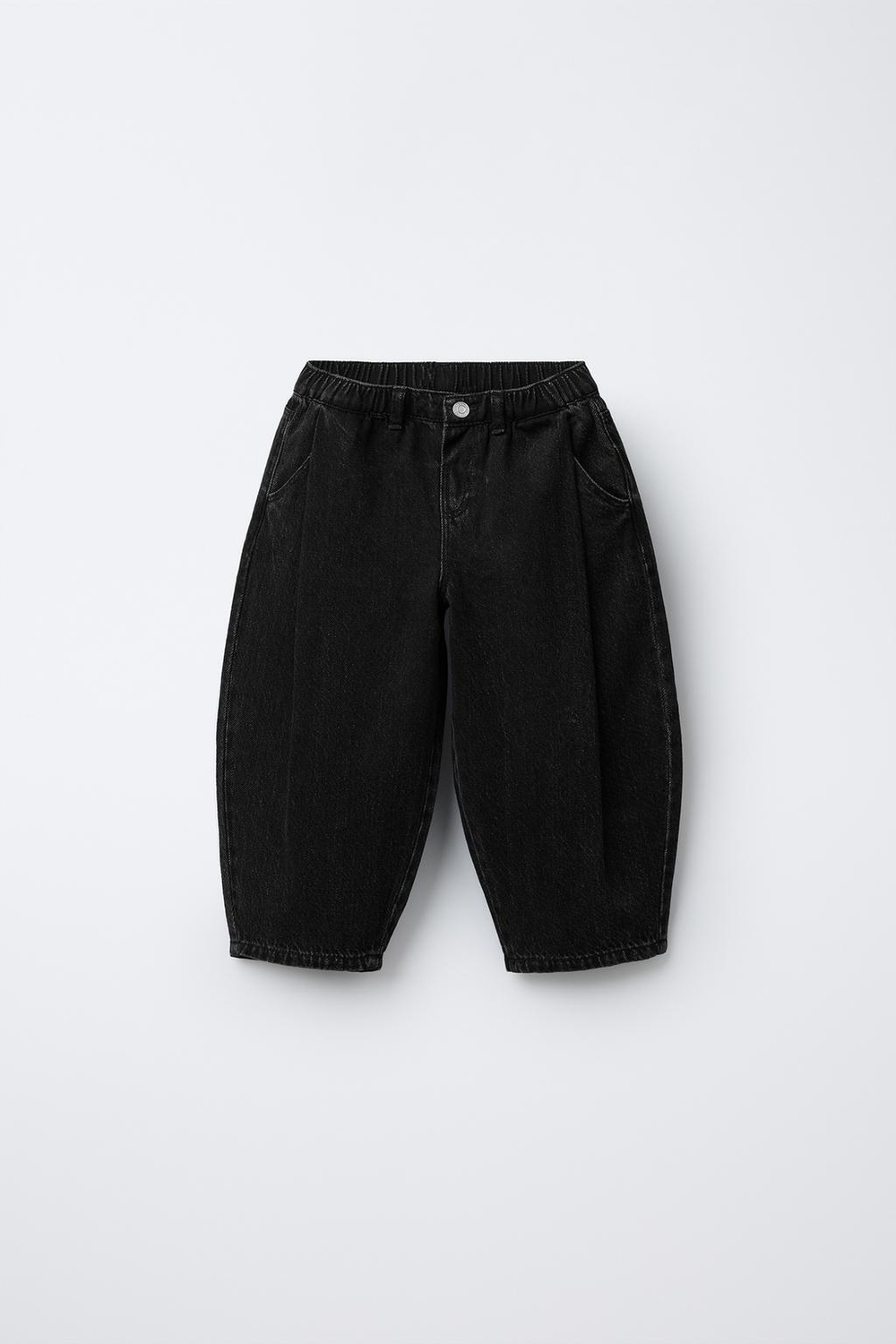 ZARA ДЖИНСОВЫЕ БРЮКИ-БАНАНЫ, ЧЕРНЫЙ