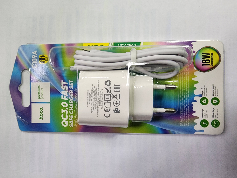 СЗУ Hoco C109A  QC 3.0 Charger  set (Micro) White