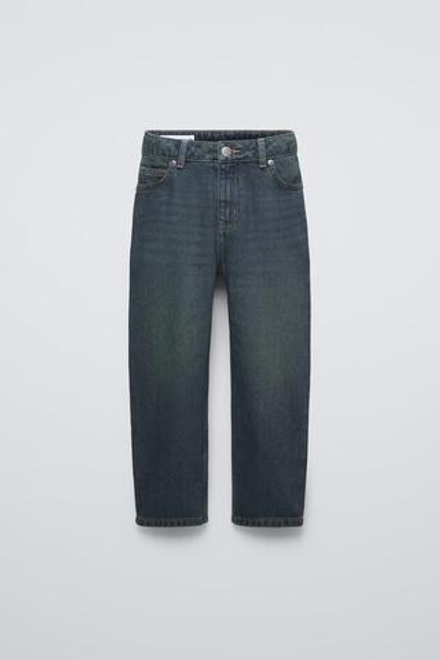 ZARA ДЖИНСЫ LOOSE С ЭФФЕКТОМ ПОТЕРТОСТИ, СИНИЙ