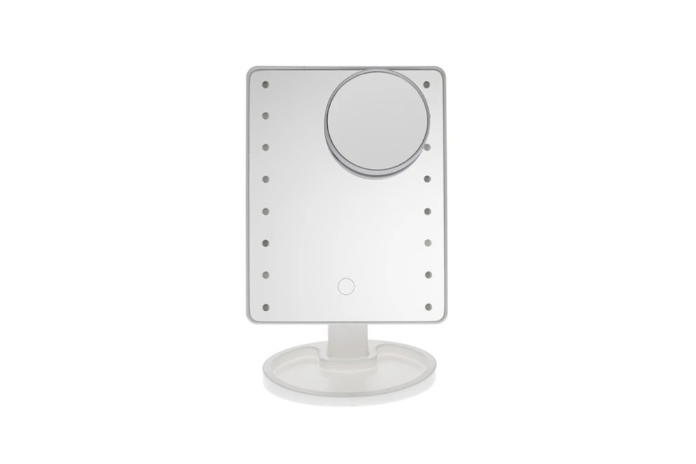 Зеркало косметическое CleverCare 16 LED, с дополнительным съемным зеркалом, цвет белый